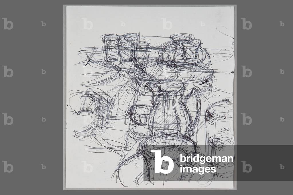 Pitcher, Cups and Glasses, c.1965 (ballpoint pen on paper)
