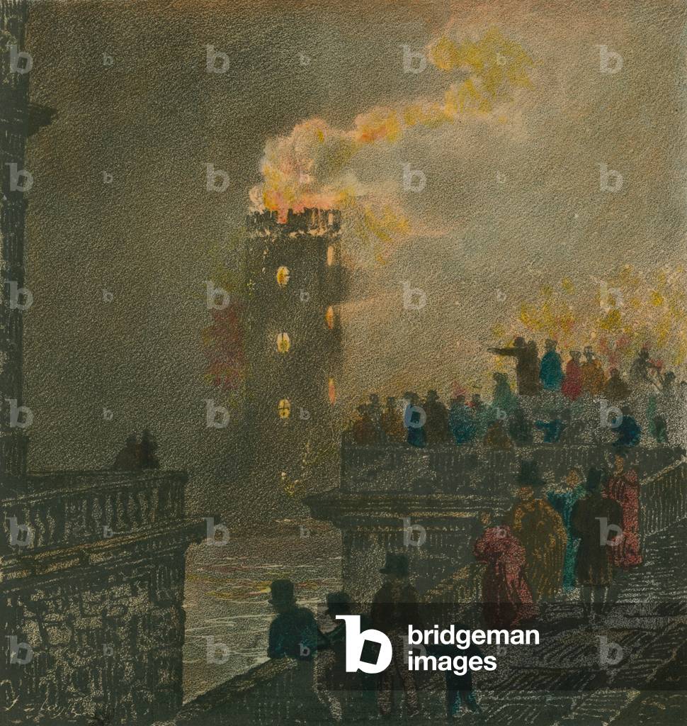 Immagine di Incisione "Il fuoco da Waterloo Bridge il 5 gennaio 1826 (incisione colorata)" di English School