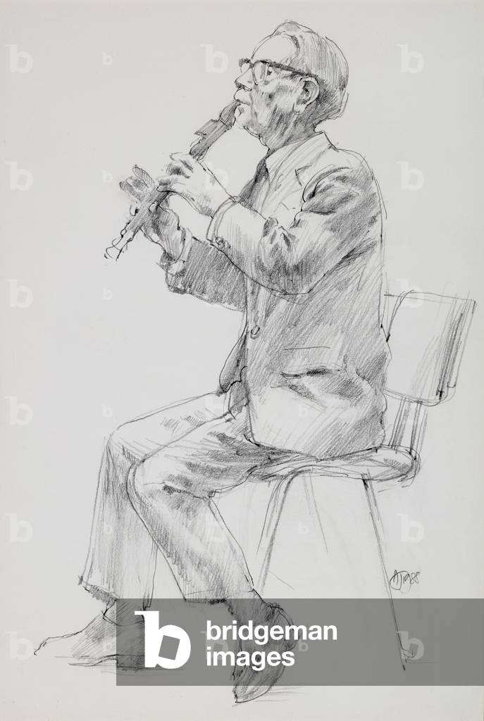 Porträt von Carl Dolmetsch, um 1988 (Bleistift auf Papier)