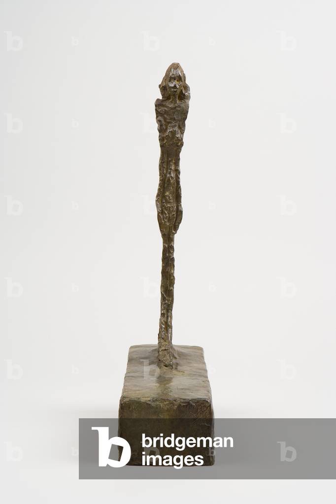Image of Sculpture depicting Small Figure with Large Base, c.1955 by Alberto Giacometti, b/w