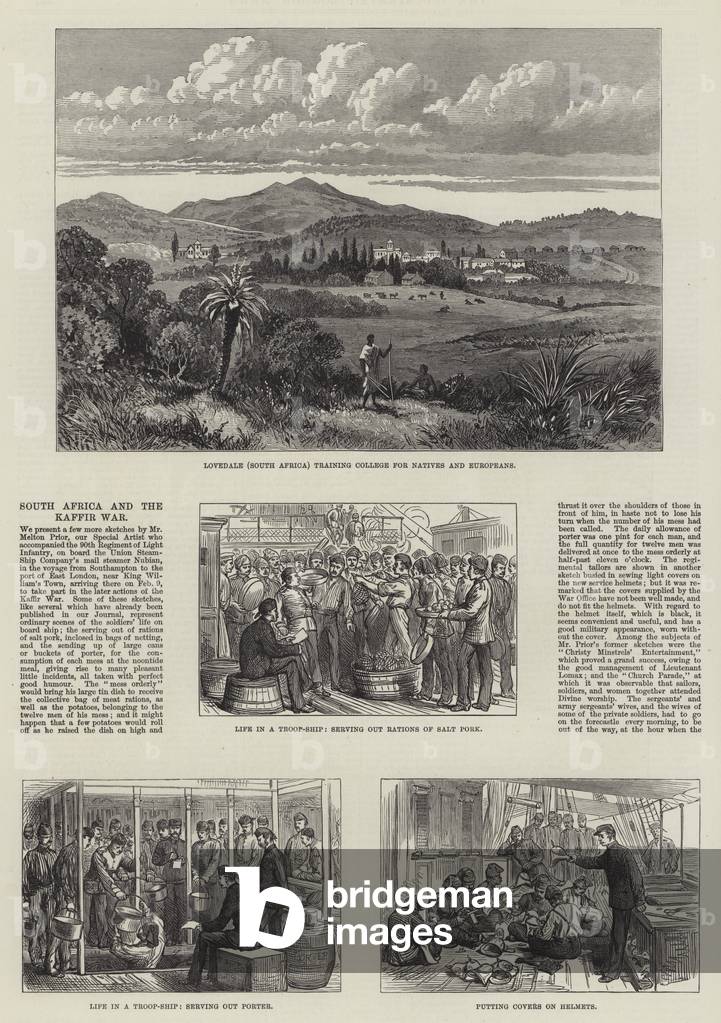 "Sud Africa e la guerra di Kaffir (incisione)" 1878 di English School