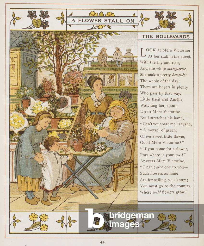 Un chiavistello di fiori sui viali. Illustrazione a colori da «Abroad».