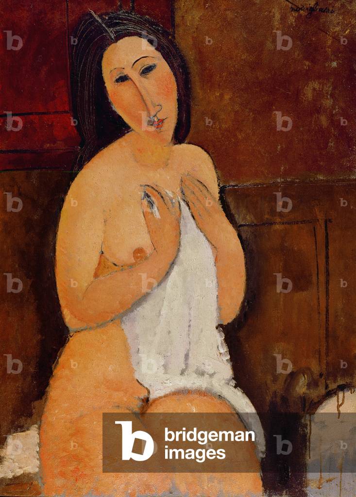 seduti nudo con un camicia, 1917 (olio su tela)
