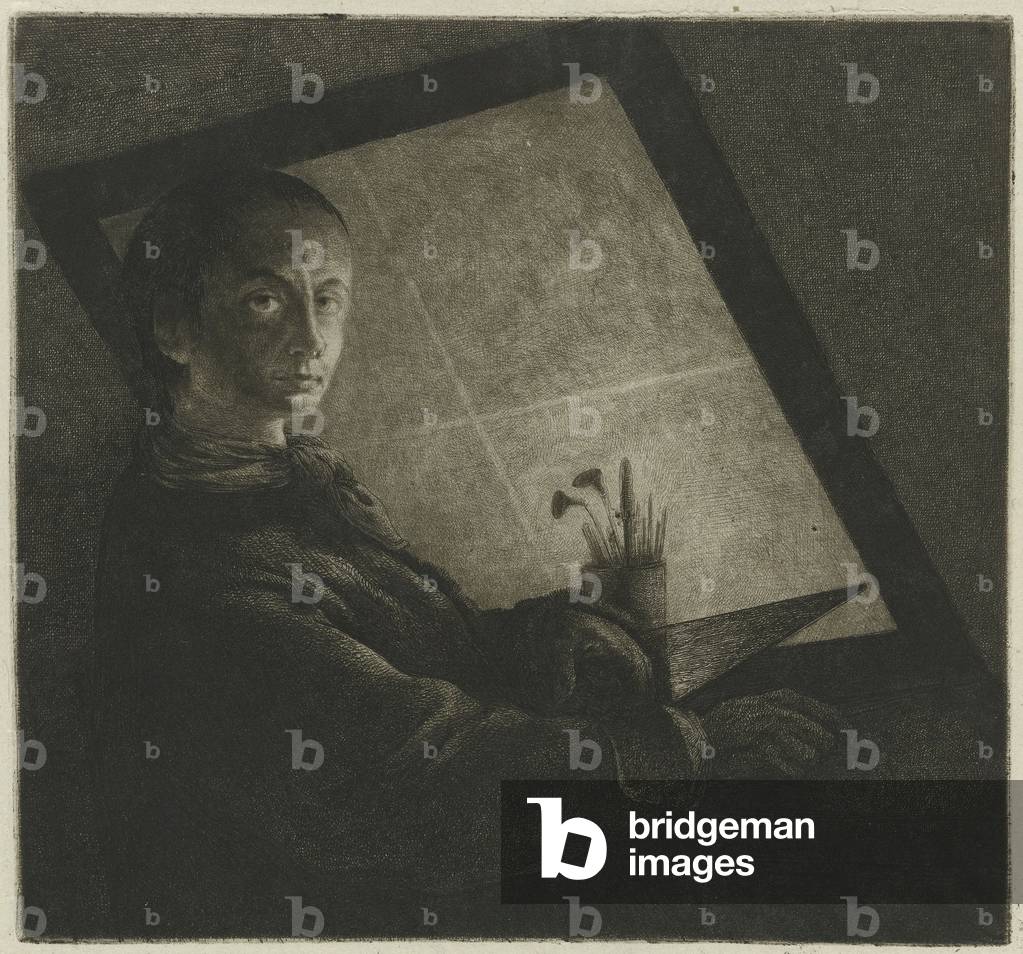 Self Portrait as engraver (etching)