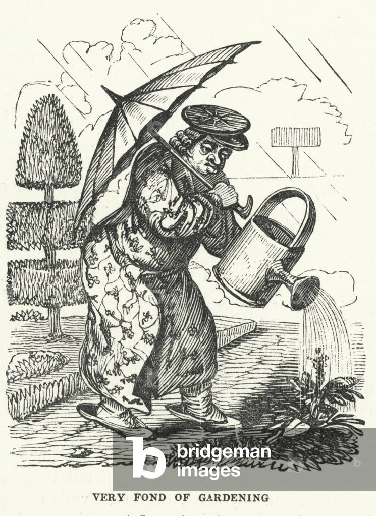 "Sehr gern Gartenarbeit (Gravur)" von English School, b/w