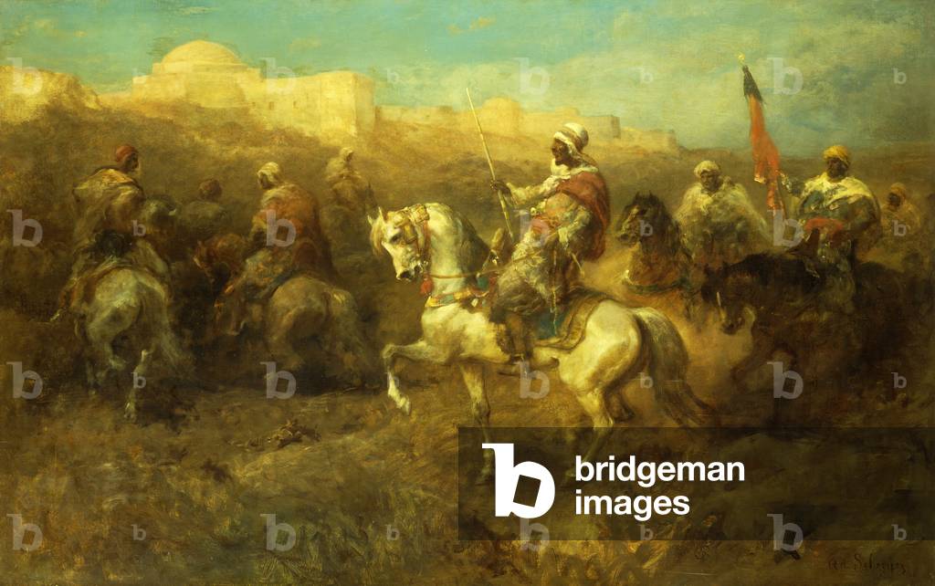 Immagine di Dipinto "Cavalieri arabi su Antartico marzo (olio su tela)" di Adolf Schreyer
