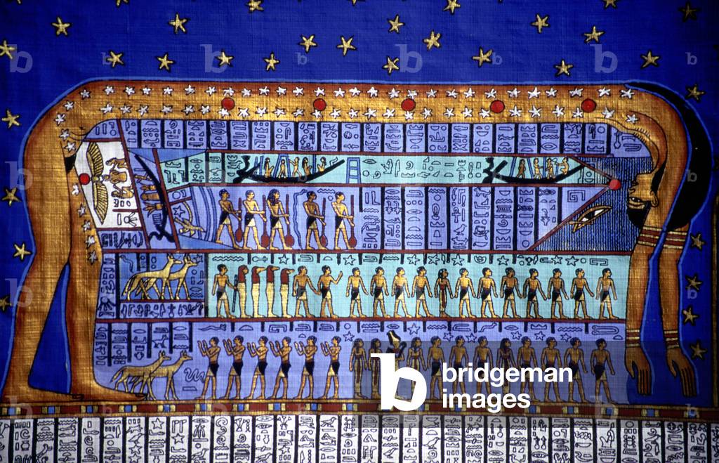 Egyptian cosmos, Goddess Nut bending to form the sky (papyrus)