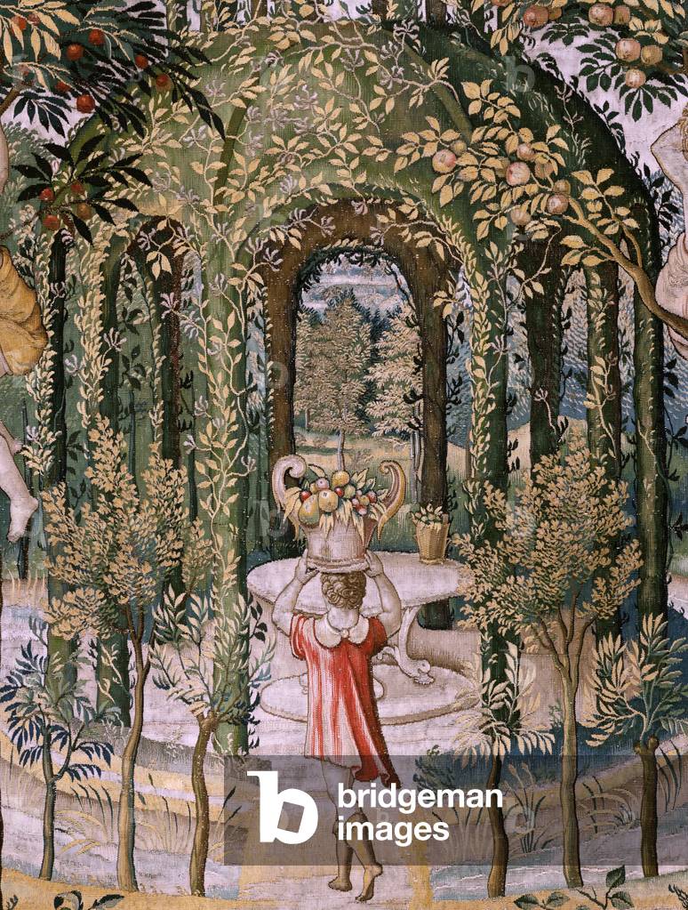 Immagine di Arazzo "arazzo fiammingo. Serie Vertumnus e Pomona; Vertumnus trasformato in giardiniere (Vertumno