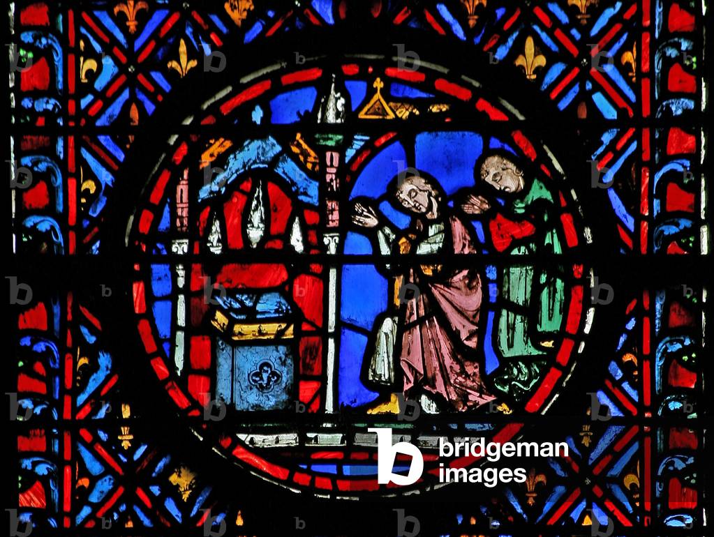 Window w12  the people cry over the death of Judith. Judith XVI 29 (stained glass) 1246-48 by French Artist