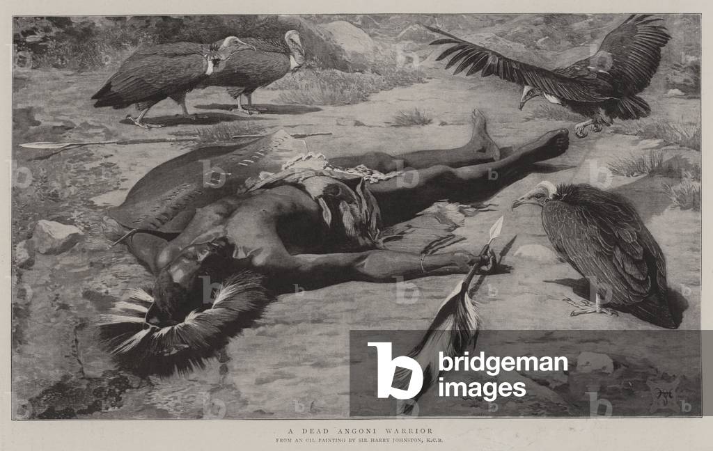 Bild von Druck "Ein toter Angoni-Krieger (Litho)" von Harry Hamilton Johnston, b/w