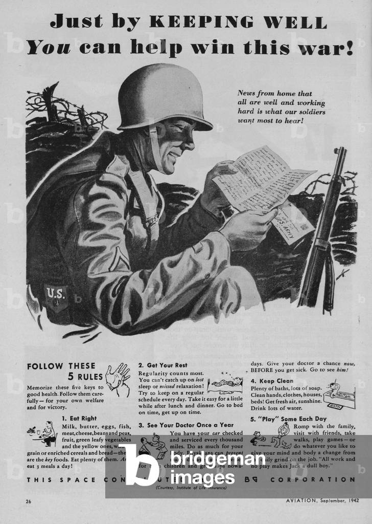 Publicité pour la Seconde Guerre mondiale - B G Corporation, 1942, b/w