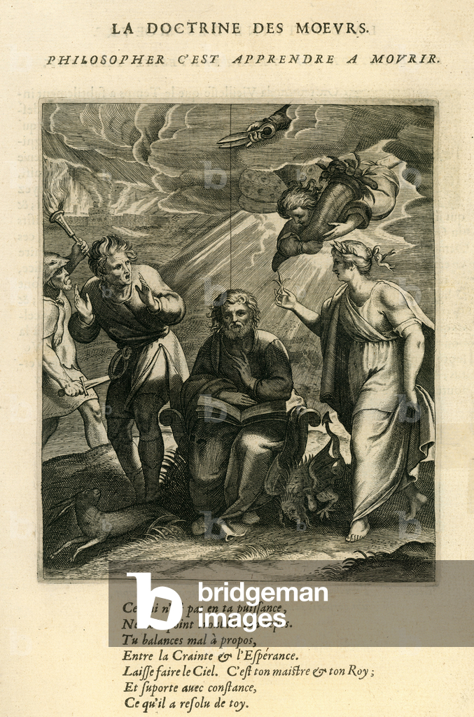 Immagine di Incisione "Filosofare è imparare a morire" 1646 di Pierre Daret