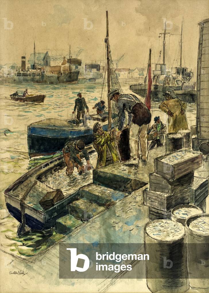 Immagine di Disegno "Sprat Harvest Poole Quay", 1930-50 di Eustace Nash