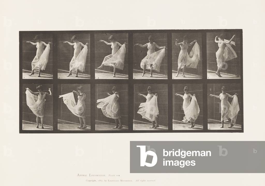 Bild von Fotografie "Teller 189.Tanzen (Phantasie)" 1885 von Eadweard Muybridge, b/w
