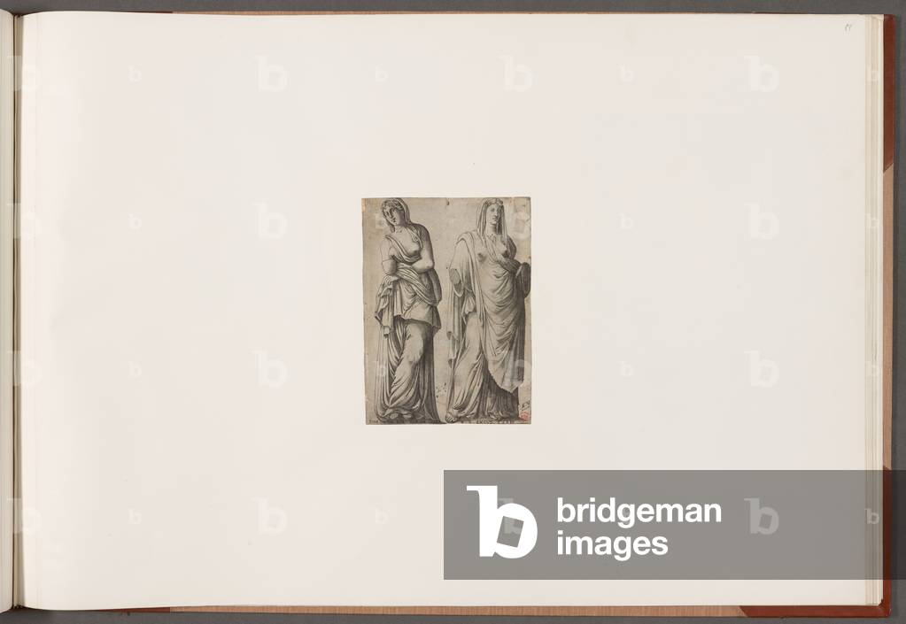 Cotone Augusto III, f.88 Sculture di due figure femminili. Stampe di edifici antichi, arte e scene correlate, 