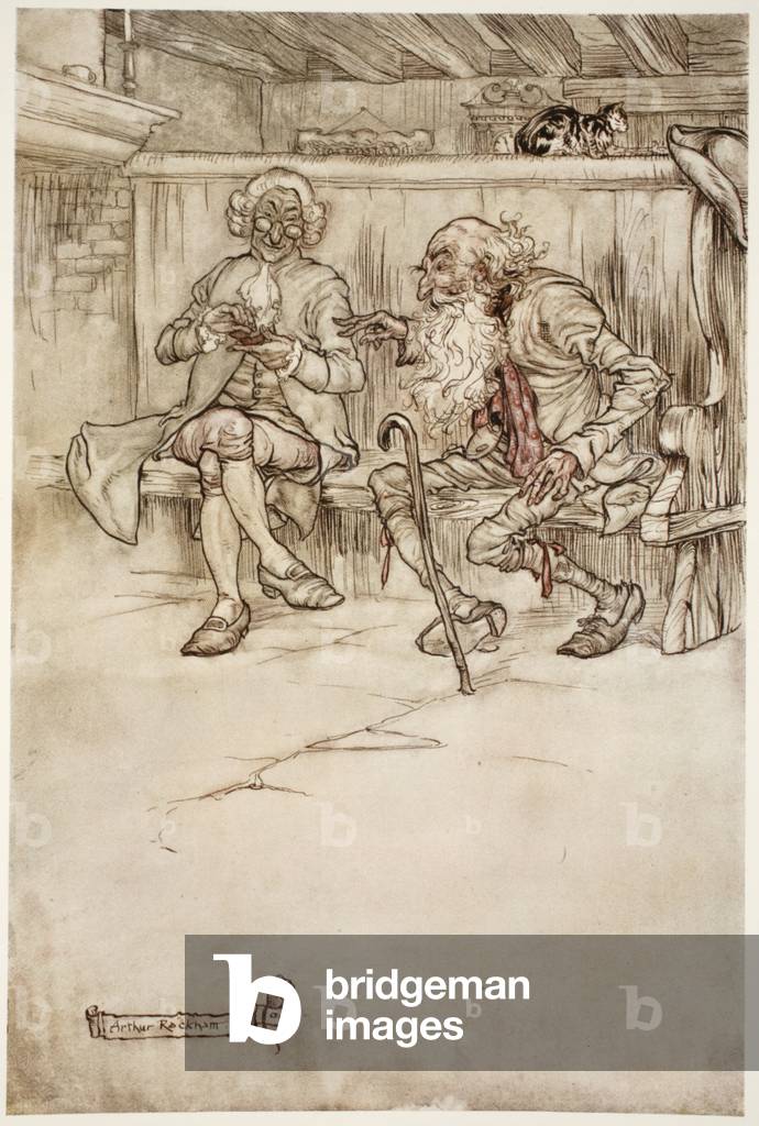"I have even talked ith Rip Van Winkle myself by Arthur Rackham, b/w