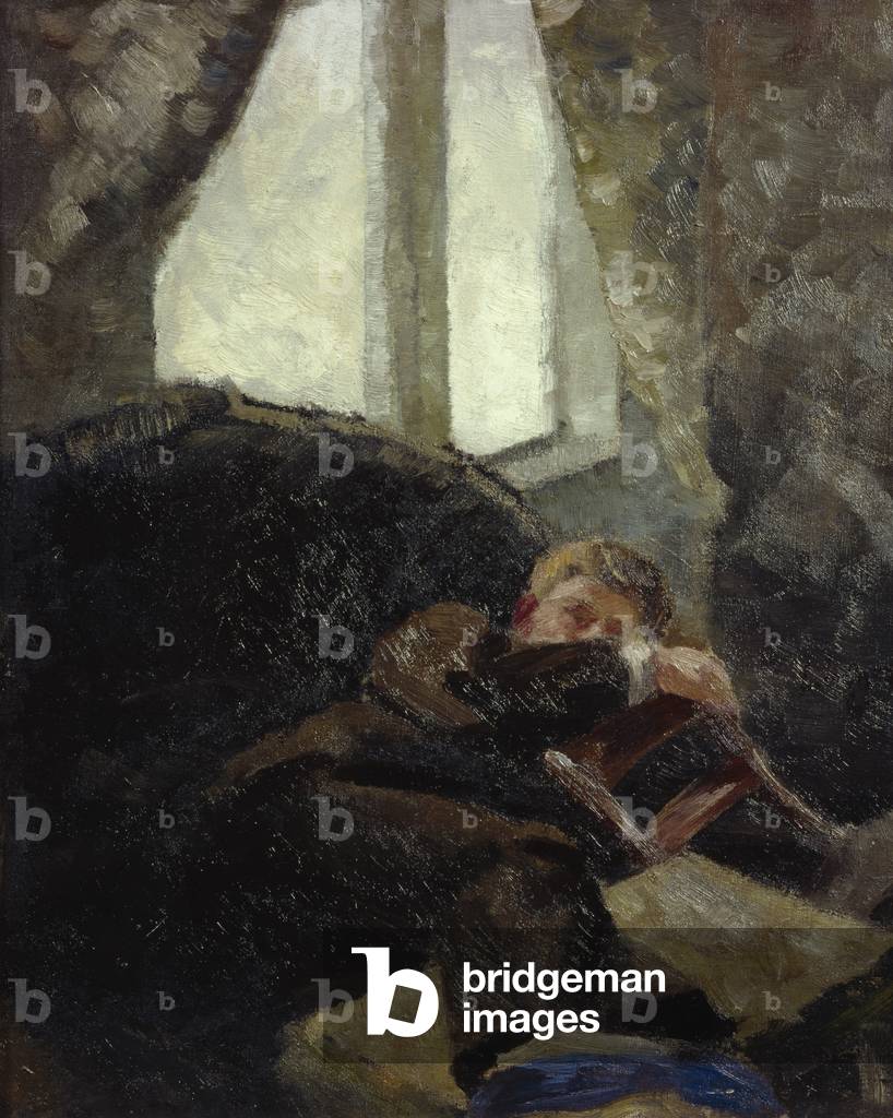 Immagine di Dipinto "Giovane uomo - il giorno dopo (Hangover) 1884 (olio su tela)" 1884 di Kalle Lochen