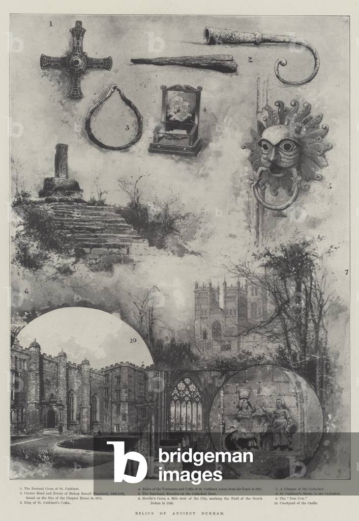 Image of Print depicting Relics of Ancient Durham (litho) 1898 by English Artist