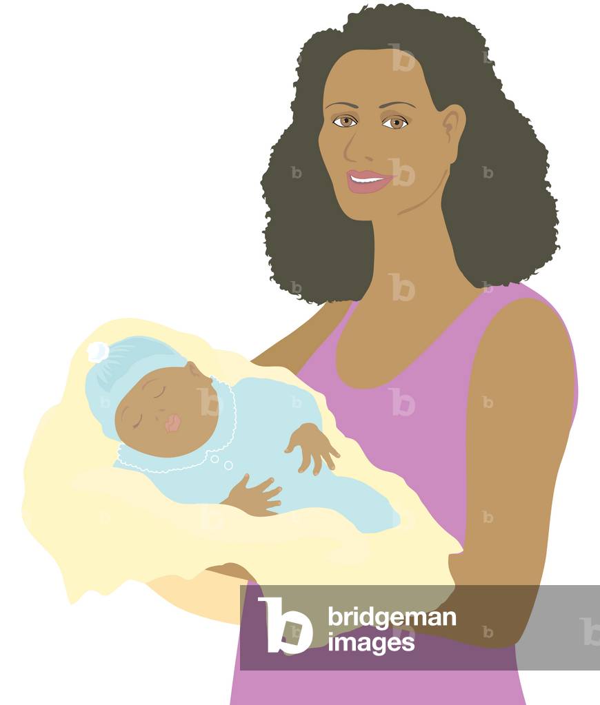 Black Mother and Baby Linda Braucht (b.20th C. American) Computer graphics