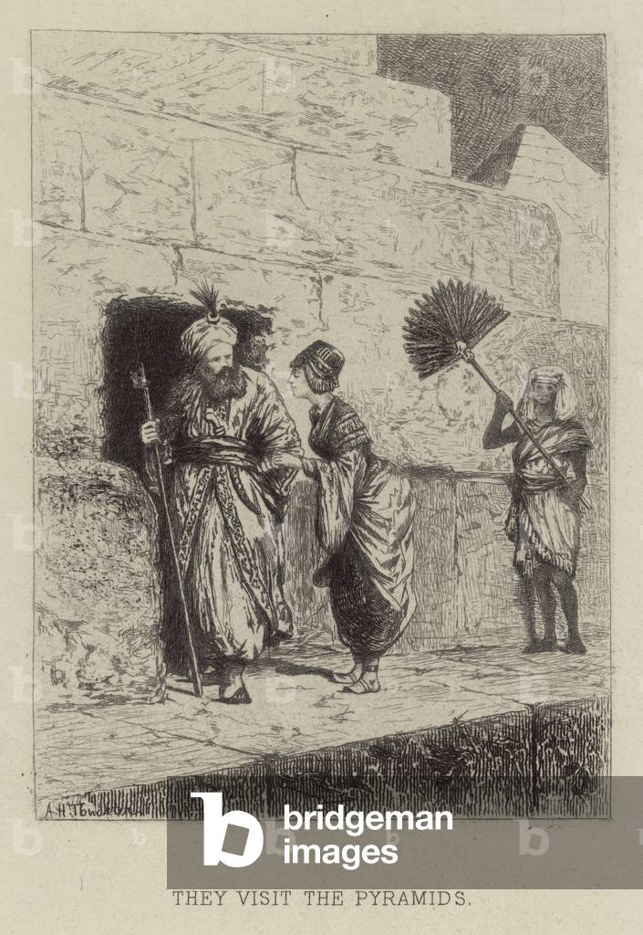 They visit the Pyramids (etching)