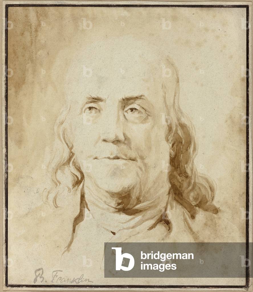 Benjamin Franklin, ca. 1778 (Pinsel und braune Tinte)