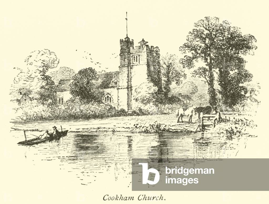 Cookham Church (gravure) par English School, b/w