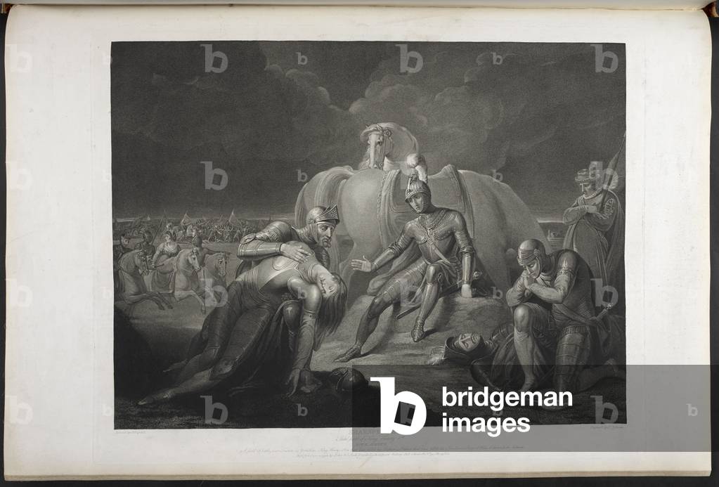 Immagine di Incisione "Campo di battaglia vicino a Towton" di John Boydell, b/w