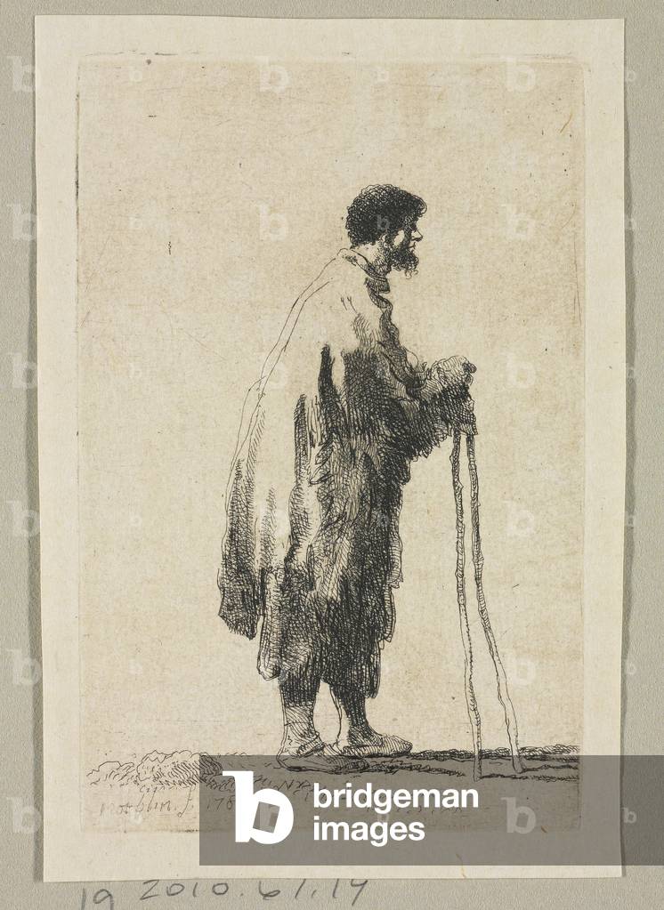 "Mendicante in profilo rivolto a destra", 1787 di Stefan Juliusz Norblin de la Gourdaine