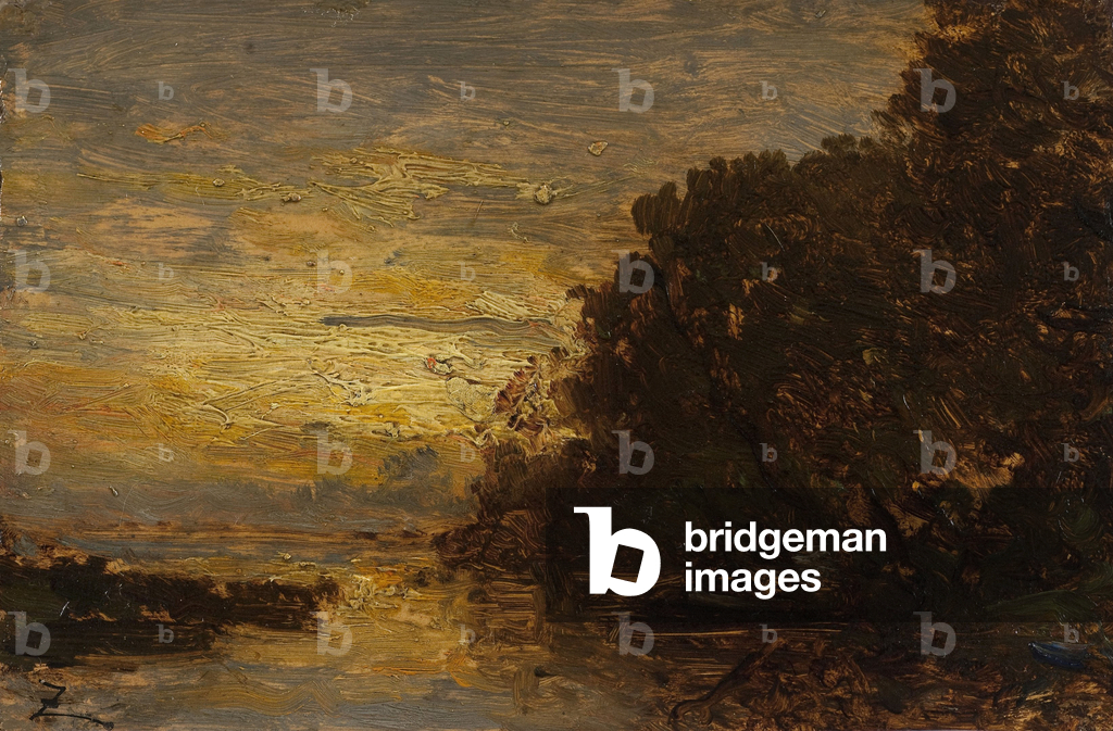La Seine à Billancourt, Sonnenuntergang, 2e moitié du 19e siècle (huile sur bois)