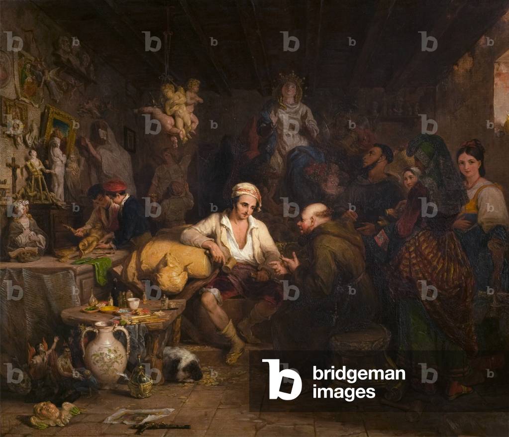 Immagine di Dipinto "Un San Napoletano Manifattura", 1832 di Thomas Uwins, b/w