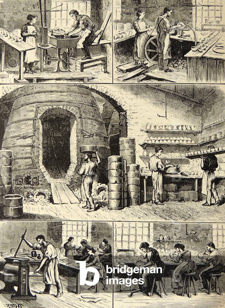 Various processes in a factory in the Potteries