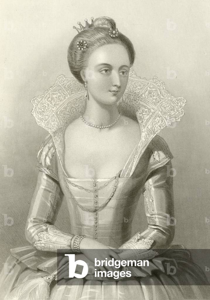 Anne of Denmark by English Artist, b/w