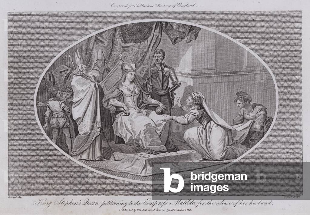 Re Stefano Regina petizione all'imperatrice Matilda, per il rilascio di suo marito (incisione)