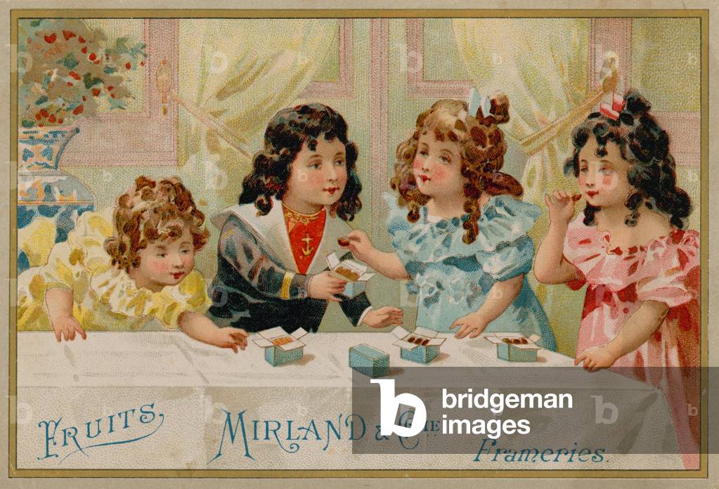 "Kinder essen Süßigkeiten (chromolitho)" 1801 von French School