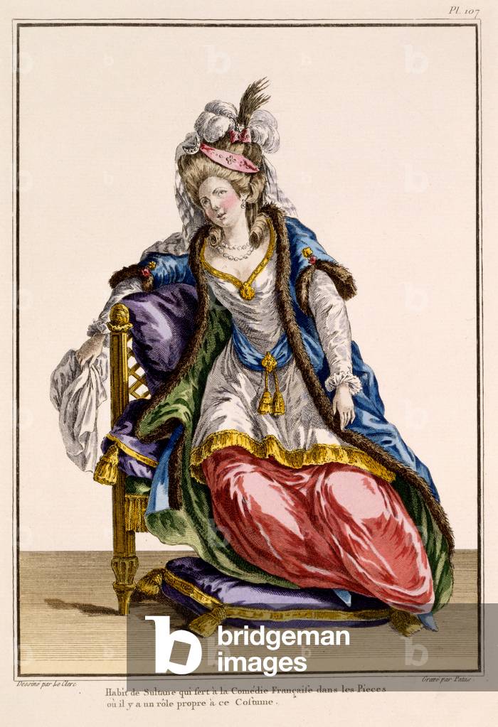 Immagine di Incisione "Costume per la moglie del sultano in «La Comedie Francaise»" 1701 di French School