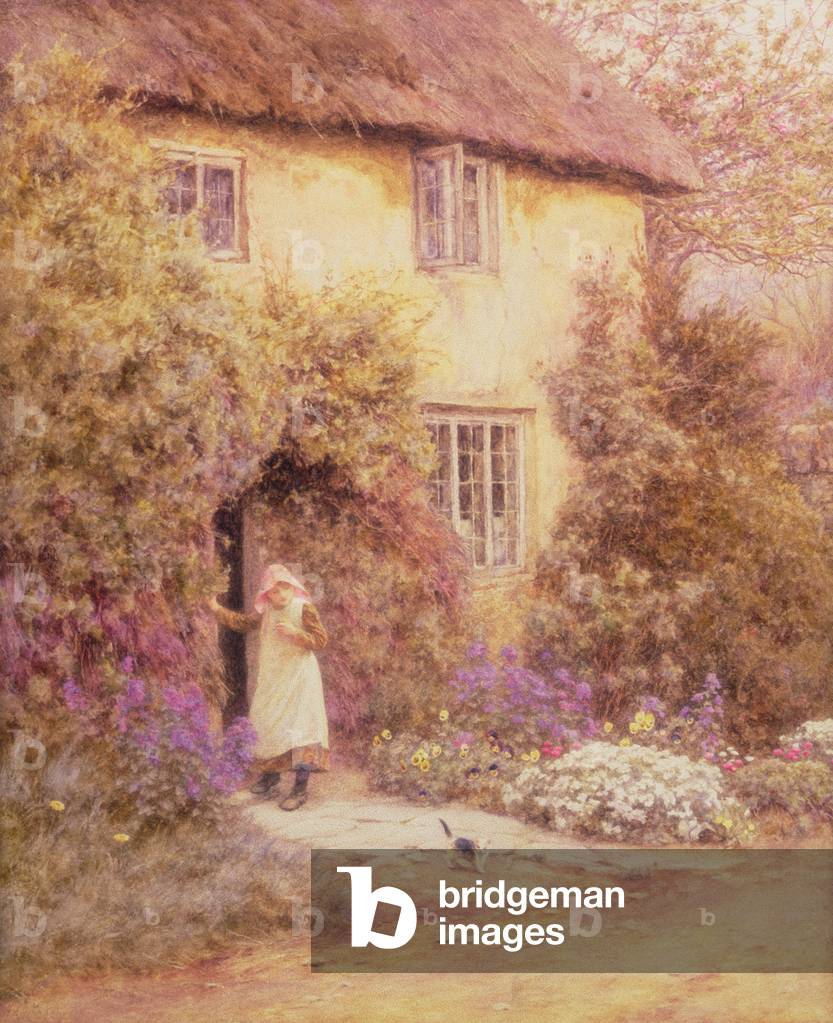 "A Cottage Door (Aquarell)" 1900 von Helen Allingham