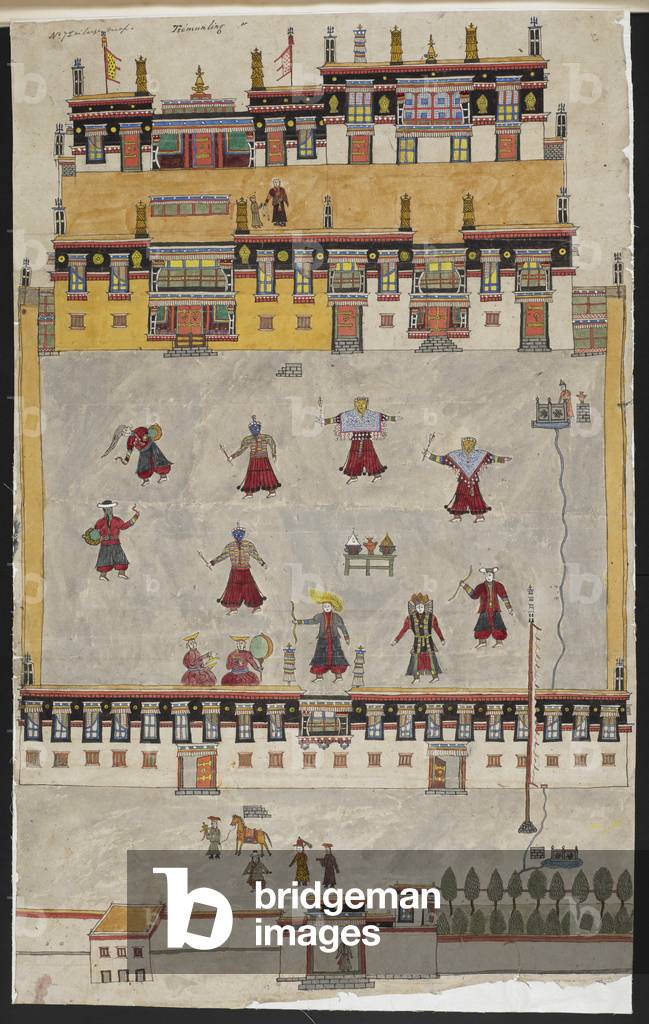 Cerimonia [hcham] a Tso-mo-glin, Lhasa.
Tsemunling' [Tso-mo-glin] 'casa del Lama Raja a Lassa'. La cerimonia c