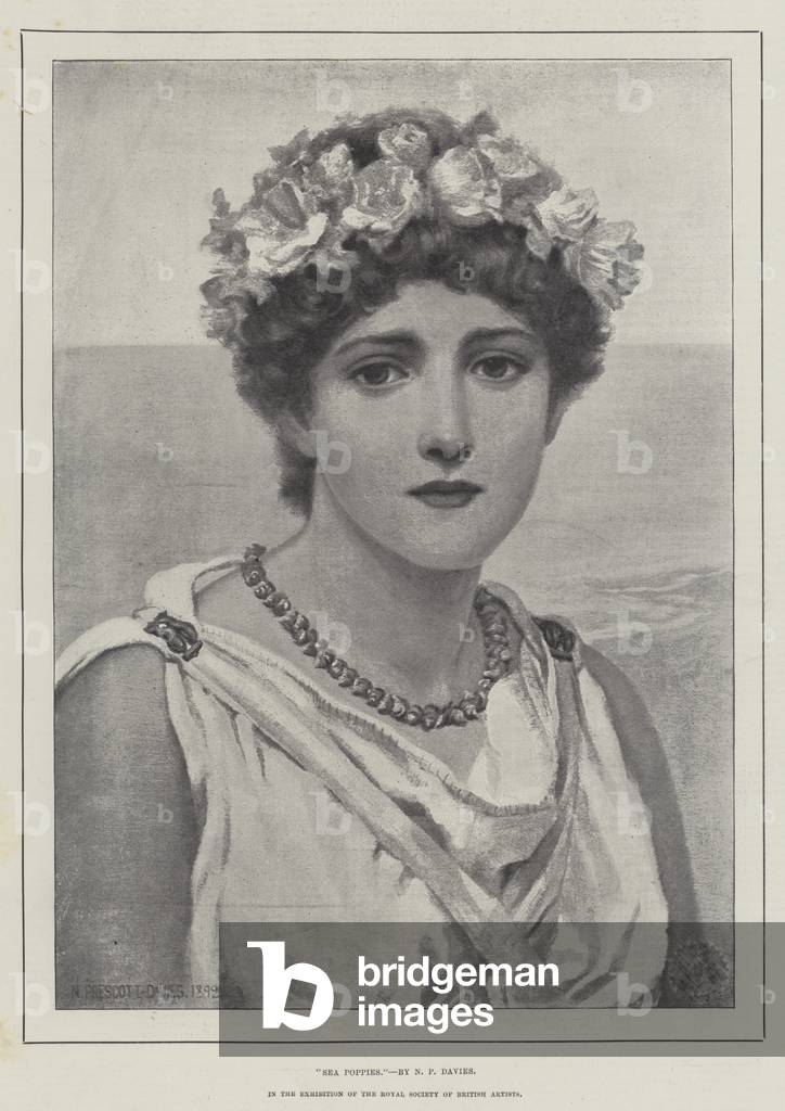 Bild von Druck "Mohnblumen (Litho)" 1892 von Norman Prescott Davies, b/w