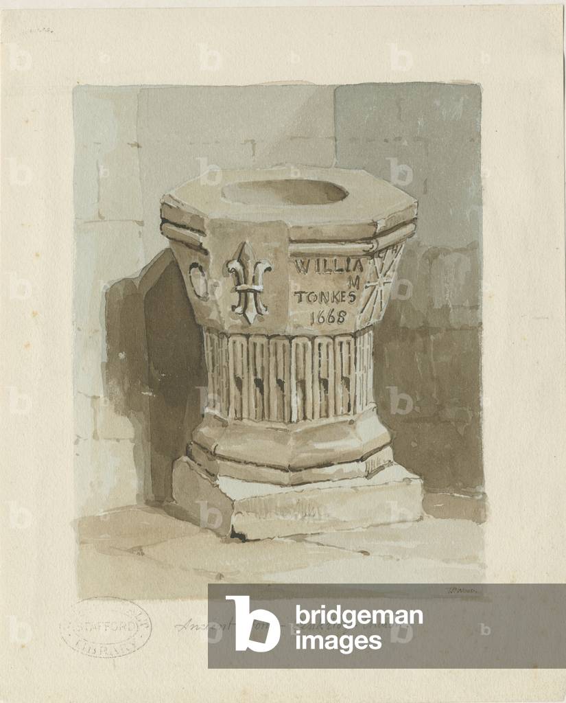 Bild von Gemälde "Schriftart in Penkridge Kirche: Aquarellmalerei" von Thomas Peploe Wood