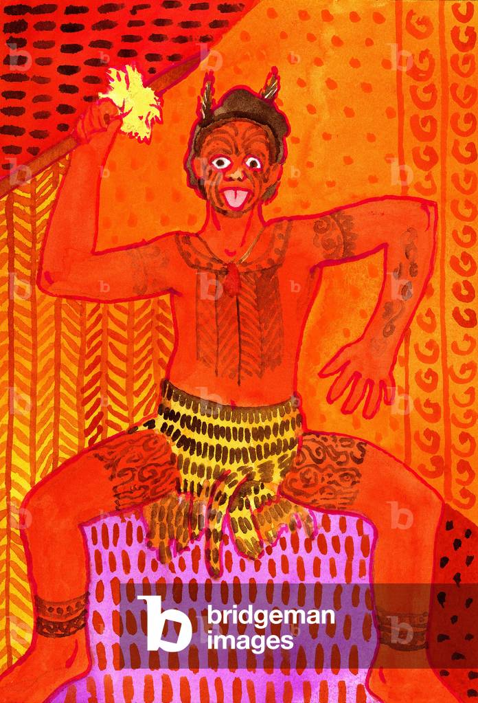 Image de Peinture représentant Maori Haka (danse du défi) 2005 par John Newcomb
