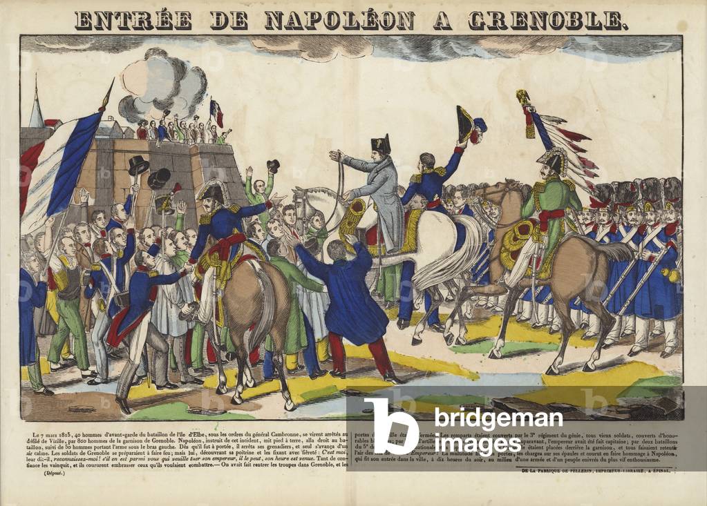Entree De Napoleon A Grenoble (coloured engraving)