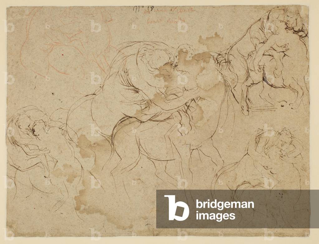 Studio di figure maschili e centauri femminili (Centaurides) (verso), 1628-30