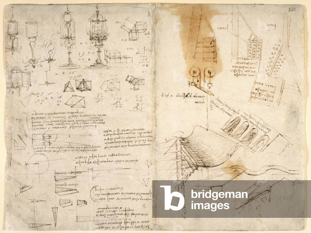 Bild von Zeichnung "Arundel 263" von Leonardo da Vinci, b/w