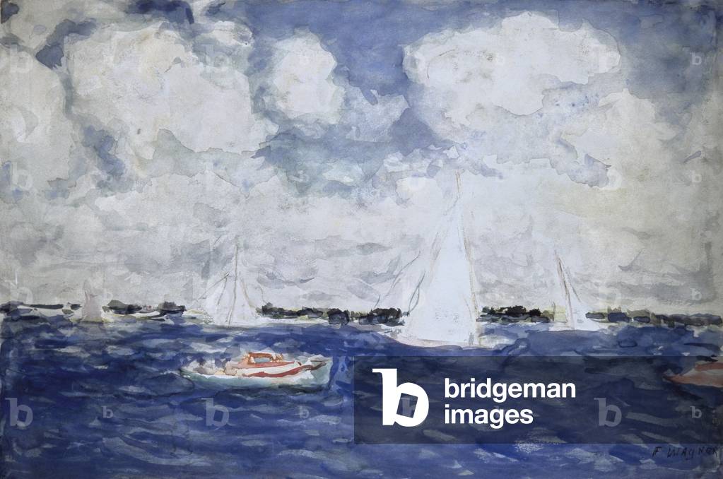 Day Sailing Fred Wagner (1864-1940 American) Aquarell David Gallery, Philadelphia, Pennsylvania, USA