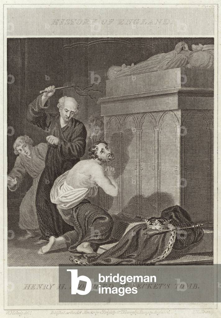 Henry II scourged at Becket's tomb (engraving) by William Marshall Craig