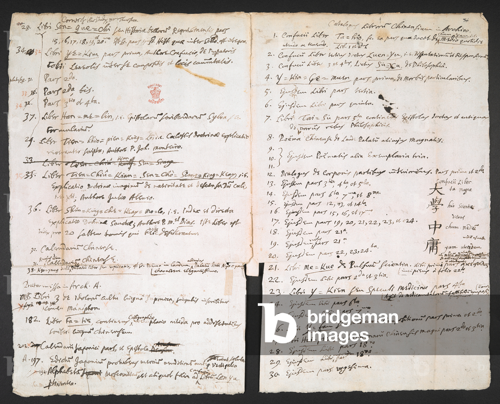 Image of Manuscript notes and letters in Chinese, English and Latin ...