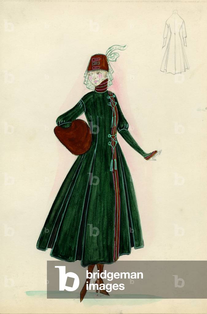Mantel, 1915 (Bleistift & w/c auf Papier)