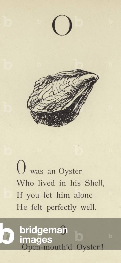 The letter O (engraving) by Edward Lear, b/w
