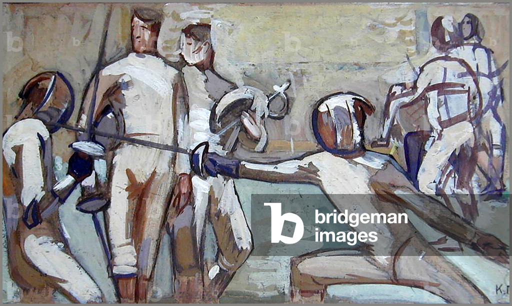 Scherma, 1962 (tempera su cartoncino)