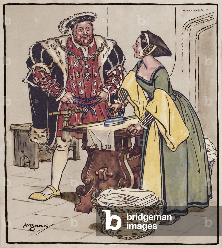 "Henry VIII und das elektrische Eisen (Farbe litho)" von Henry Matthew Brock